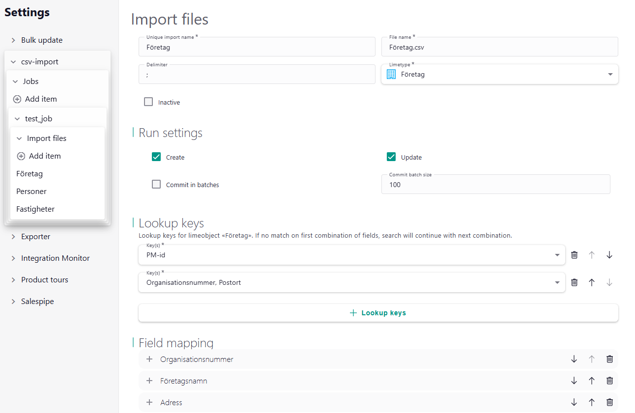 Import file config